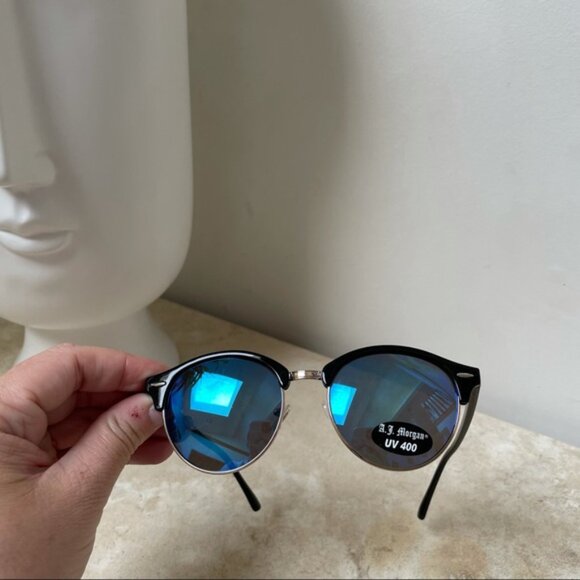 AJ Morgan blue mirrored black frame sunglass NIP - Picture 2 of 7